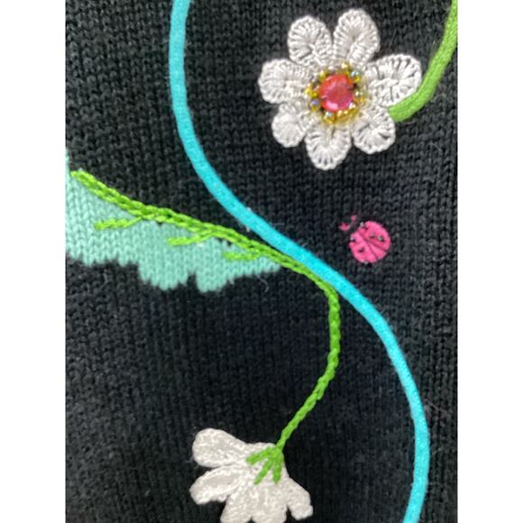 NWT Storybook Knits Cardigan Women’s Size 2X Embroidered Flowers Ladybug Motif - Picture 6 of 6